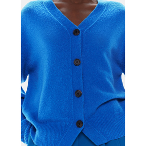 Whistles Blue Textured Placket Cardigan